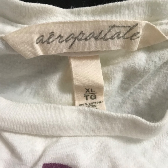 Aeropostale T-Shirt Short Sleeve XL 100% Cotton White Purple - Picture 3 of 3